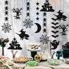 Halloween Decoration Flower Hanging Ornaments Halloween Spider Witch Ghost Bat Car Interior Rearview Mirror Ornaments