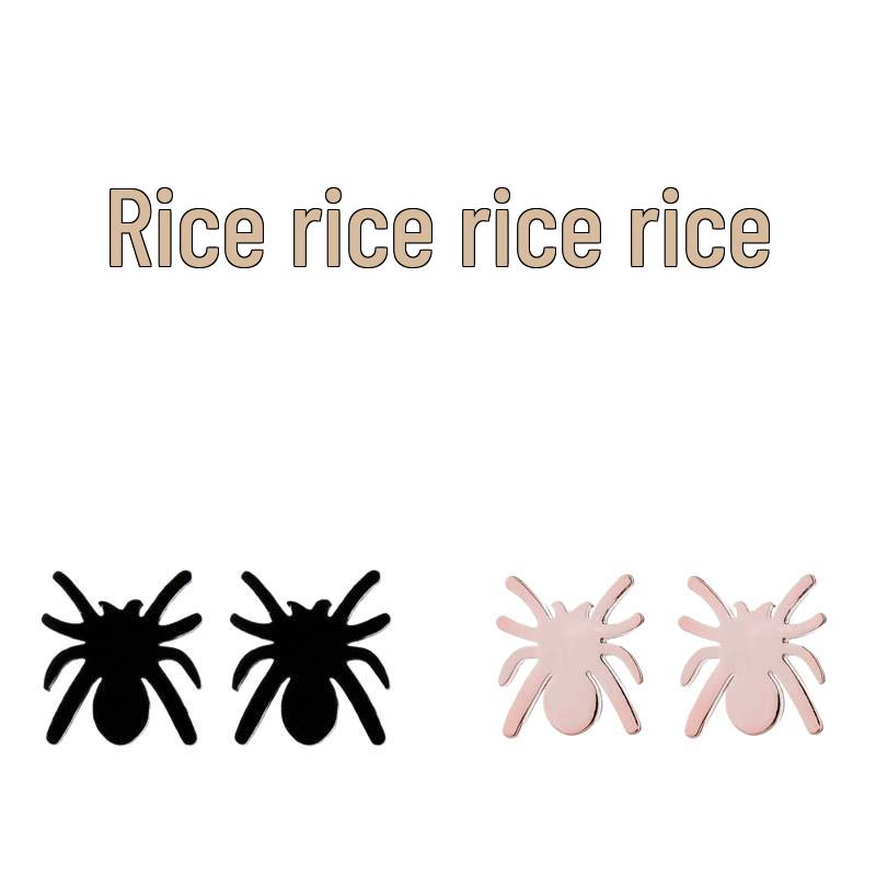 18K Gold-Plated Stainless Steel Spider Stud Earrings - Halloween Insect Design