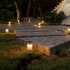 3pcs Solar LED Lawn Light Cylindrical Stainless Steel LED Landscape Decorative Lighting Waterproof for Courtyard Garden Sidewalk