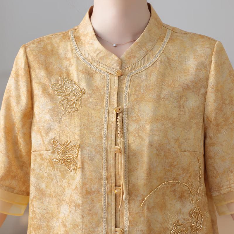 Datang Furen New Chinese Style Embroidered Half-Sleeve Shirt