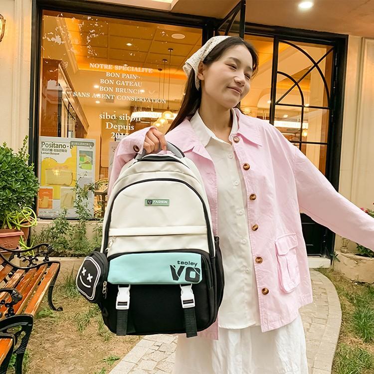 Simple schoolbag double shoulder schoolbag new large-capacity wear-resistant schoolbag to reduce the burden on junior and high school students