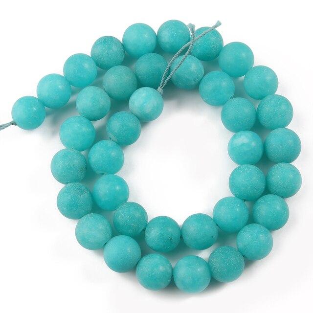 Modré korálky z přírodního kamene Amazonit Matný nefrit Kulaté volné vymezovací korálky pro výrobu šperků Náramek Náhrdelník 6mm 8mm 10mm