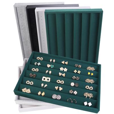 1pc Velvet Jewelry Display Tray Earrings Ring Storage Box Drawer Jewellery Organizers Stackable Jewelry Organizer Boxes