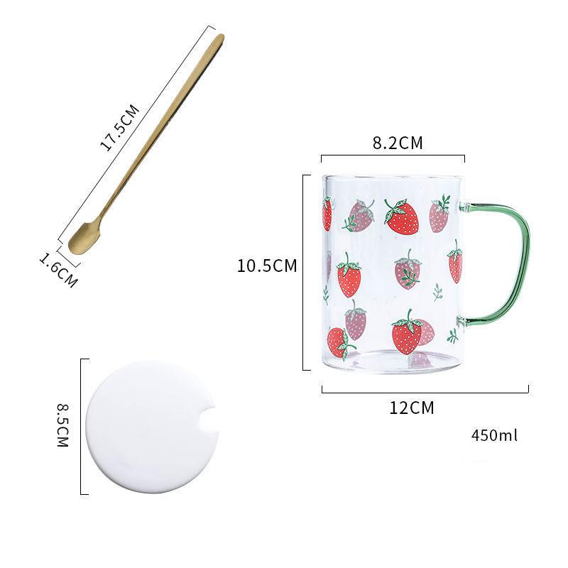 450ML Colour Glass mug Water cup Printing Starry Sky Coffee Mug with spoon lid Breakfast Milk Cup Children's Gift