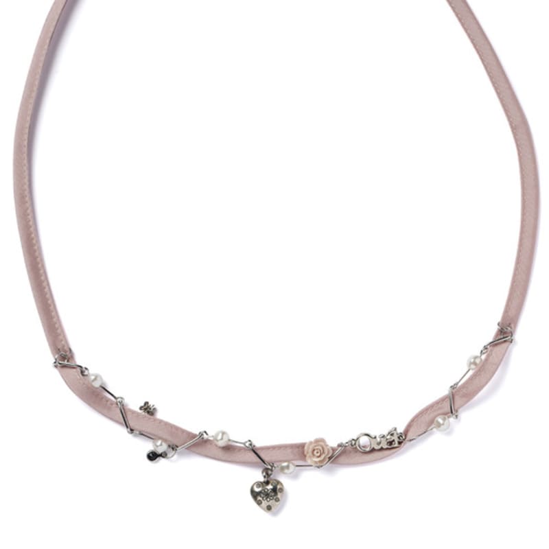 Ouel VINTAGE ROSE STRAP NECKLACE_2COLOR(BALCK/PINK)