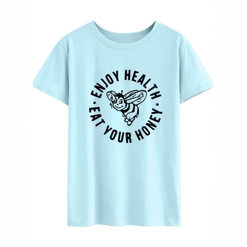 

Летняя мужская свободная футболка ENJOY HEALTH с английскими буквами и круглым вырезом из чистого хлопка, мужские футболки S