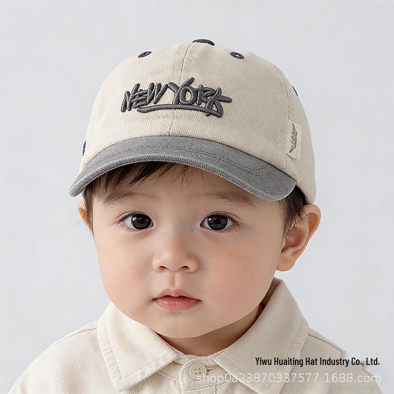 

Baby Sun Protection Duckbill Baseball Cap for Spring and Summer New York Baseball Cap - Embroidered Red