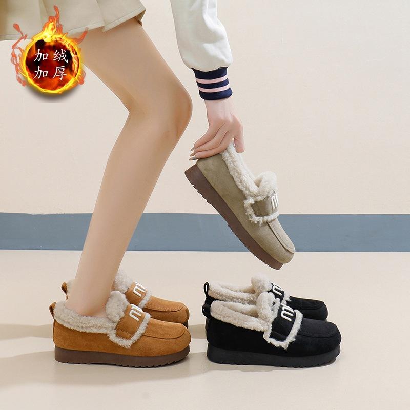 Velvet Cotton Shoes Girls 2024 New Winter Thickened Warm Retro Brown Cotton Shoes Platform Snow Boots BR092