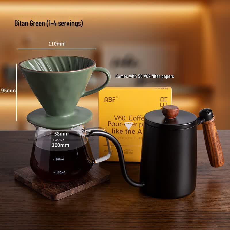 Qīwēi Ripple Ceramic V60 Pour Over Coffee Set