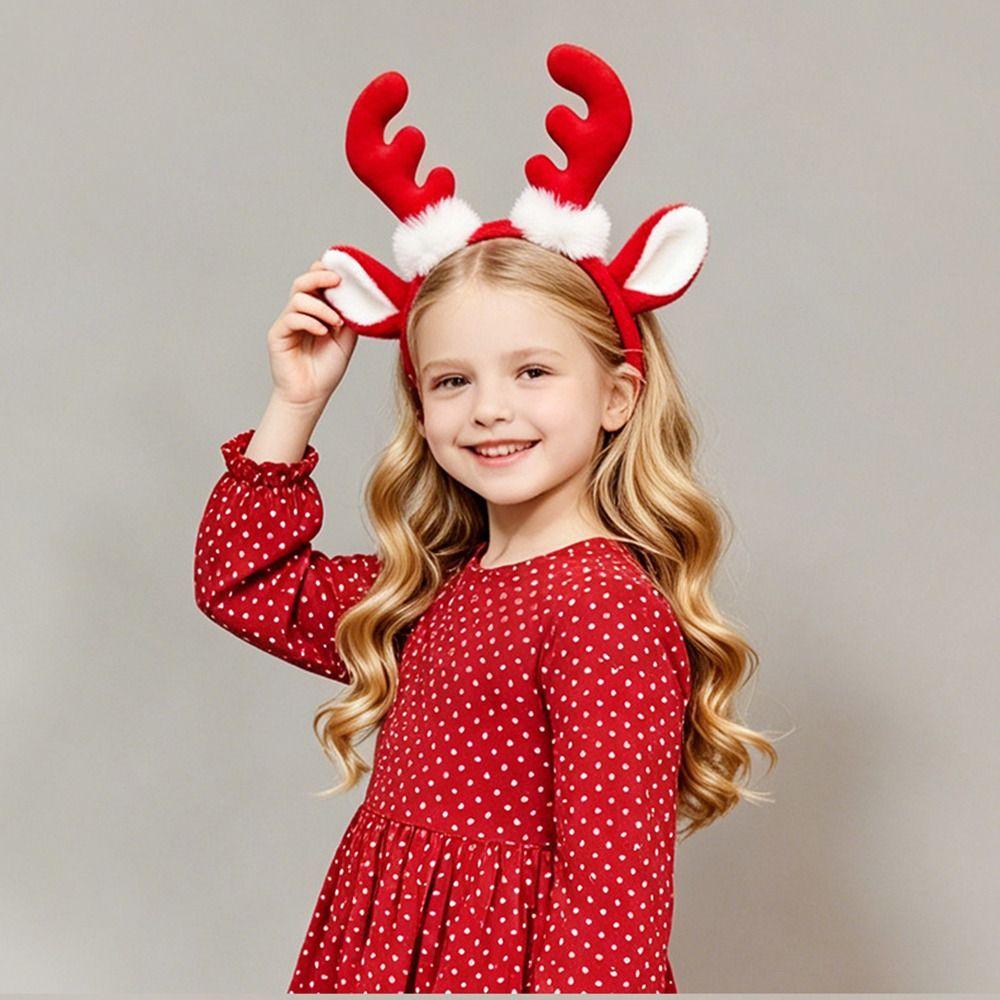 Soft Fabric Reindeer Hair Hoop Plush Deer Ear Hairpiece Christmas Hair Accessories  Festival