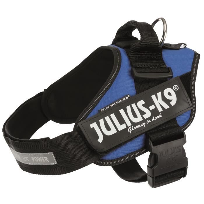 JULIUS K9 Harnais Power IDC 1–L : 63–85 cm - 50 mm - Bleu - Pour chien