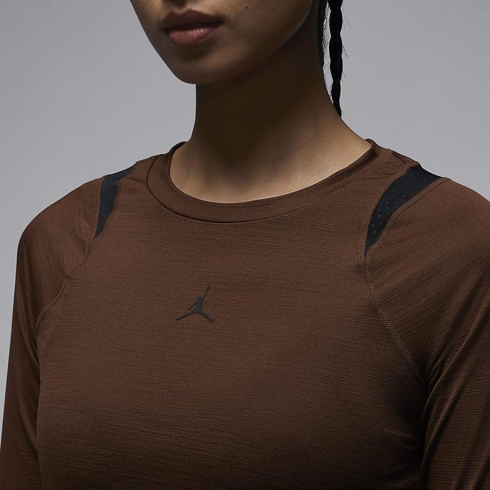 Jordan Sport Contrast Round Neck Quick-Dry Casual Long Sleeve T-Shirt Women Tops Surprise-Cocoa FD7383-259
