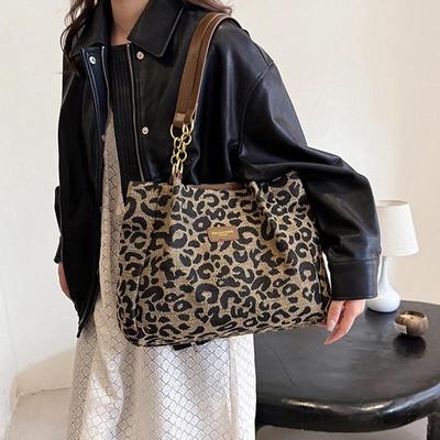Nova Moda Versátil Bolsa de Ombro Estampada de Leopardo Bolsa Feminina Alta Textura Grande Capacidade Bolsa Tote Shopper