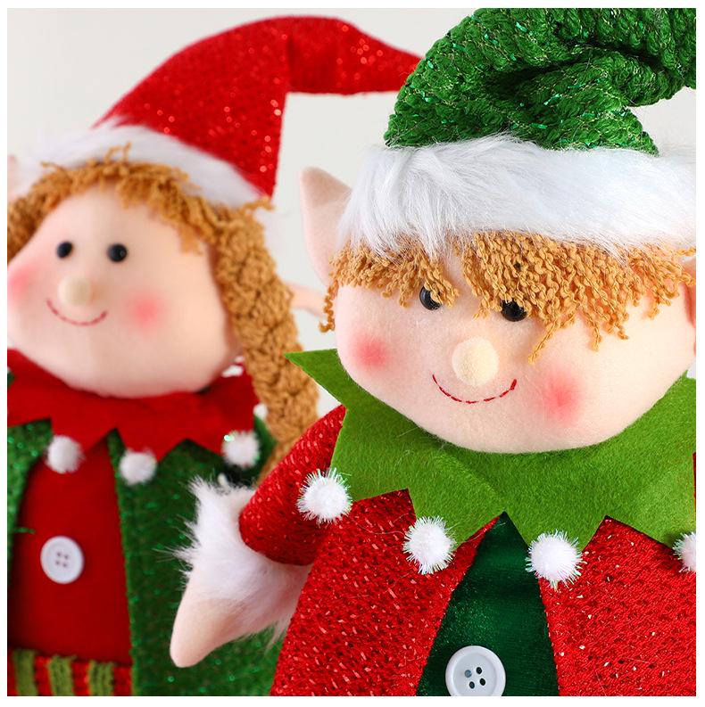 Elf Christmas Ornament Doll - Cute Cloth Art Desktop Decoration for Holiday Display