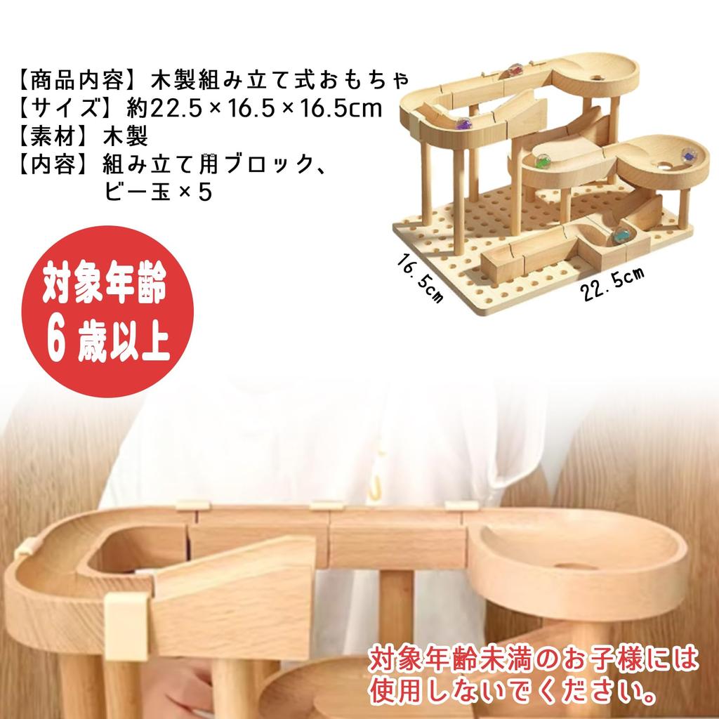Shandini Marble Run Wooden Blocks Building Toy (Ages 6+)