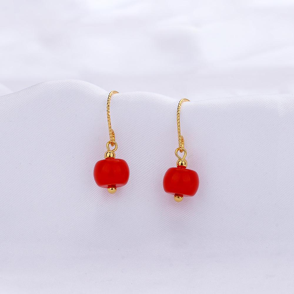

Натуральные китайские красные киноварные бусины с короткими серьгами в этническом стиле, уникальный дизайн, классическая элегантность, серьги из агата Наньхун copper