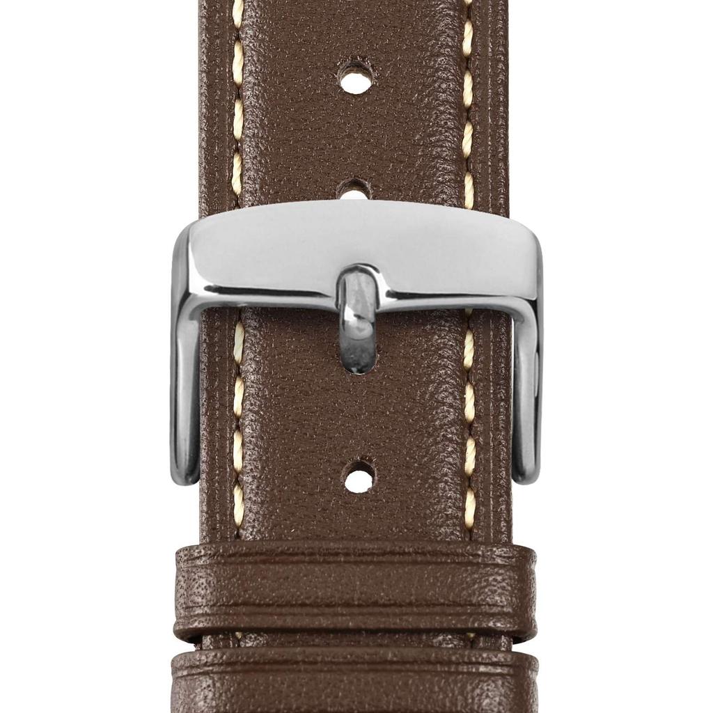 WOCCI 20mm Watch Strap, Vintage Genuine Leather Watch Band (Dark Brown with Contrast Stitching), Includes Adjustment Tool and Spring Bars