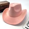 Western Cowboy Hat Women Woolen British Suede Light Board Peach Heart Top Hat Felt Hat