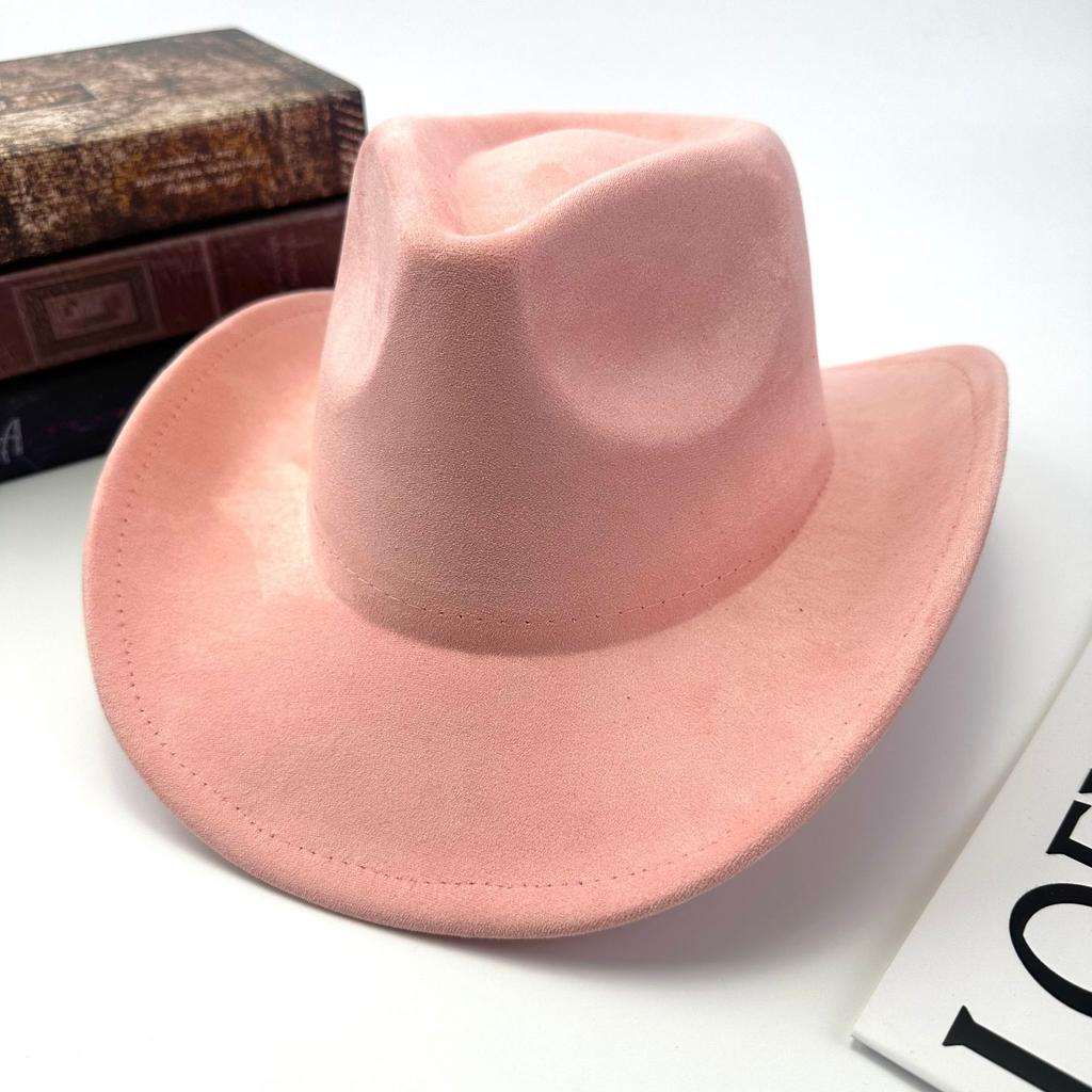Western Cowboy Hat Women Woolen British Suede Light Board Peach Heart Top Hat Felt Hat