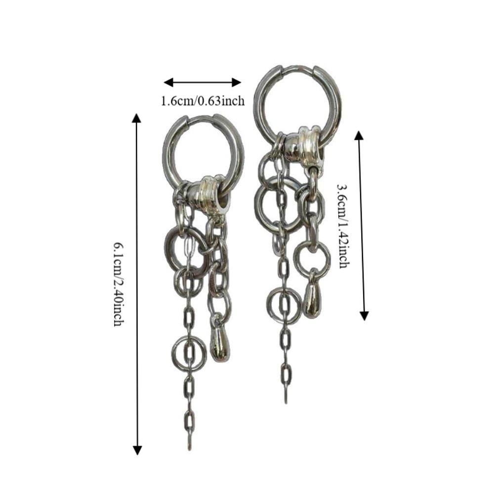 Streetwear Alloy Chain Hoop Earrings Tassel Lightweight Drop Earrings Temperament Decorative Gothic Earrings Girl