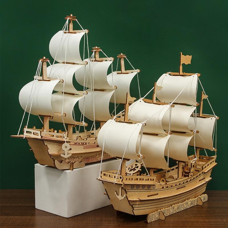 Handcrafted 3D Wooden Ship Puzzle - Educational Art & Craft Kit, Ideal Gift for Friends and Family, Perfect for Room Decor