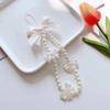 Korea Cute White Bow Heart Pearl Phone Chain for Women Girls Telephone Beaded Lanyard Anti-Lost Accessories Car Jewelry Gift