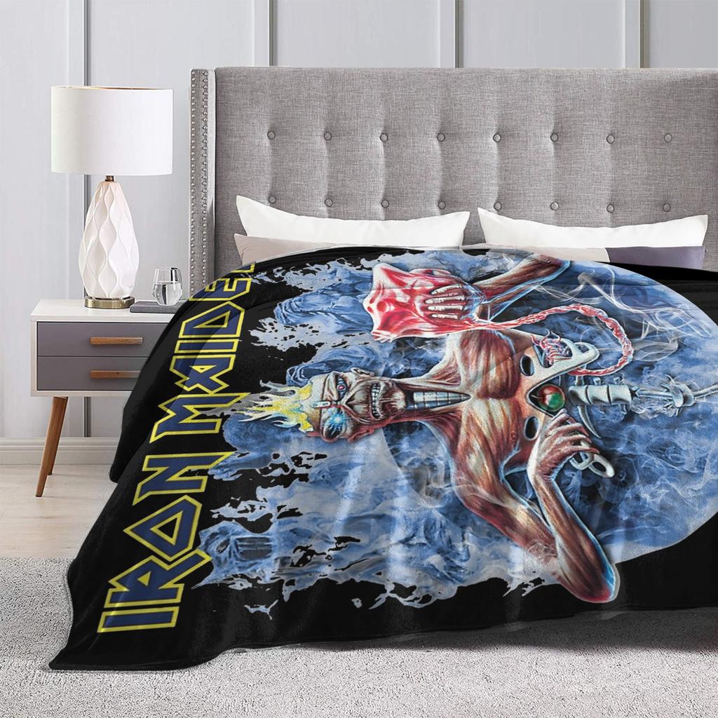 The Son Skeleton 7th Horn I-Iron M-Maidens Blankets Heavy Metal Wool Throw Blankets Summer Air Conditioning Portable Bedspread