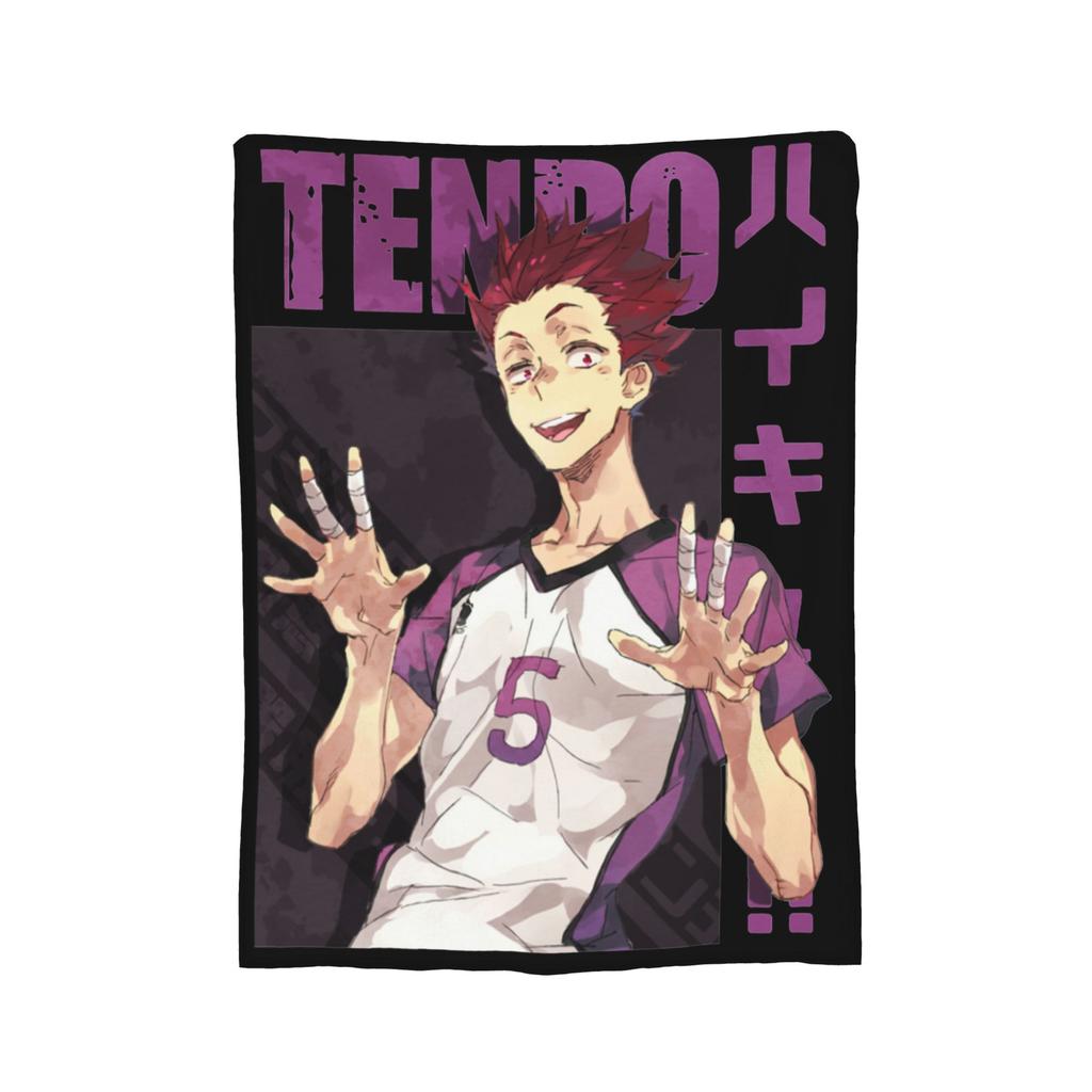 Haikyuu Tendou Decken Fleece Bedruckt Hinata Karasuno Volleyball Kageyama Überwurfdecken für Bettwäsche Outdoor Plüsch Dünne Steppdecke