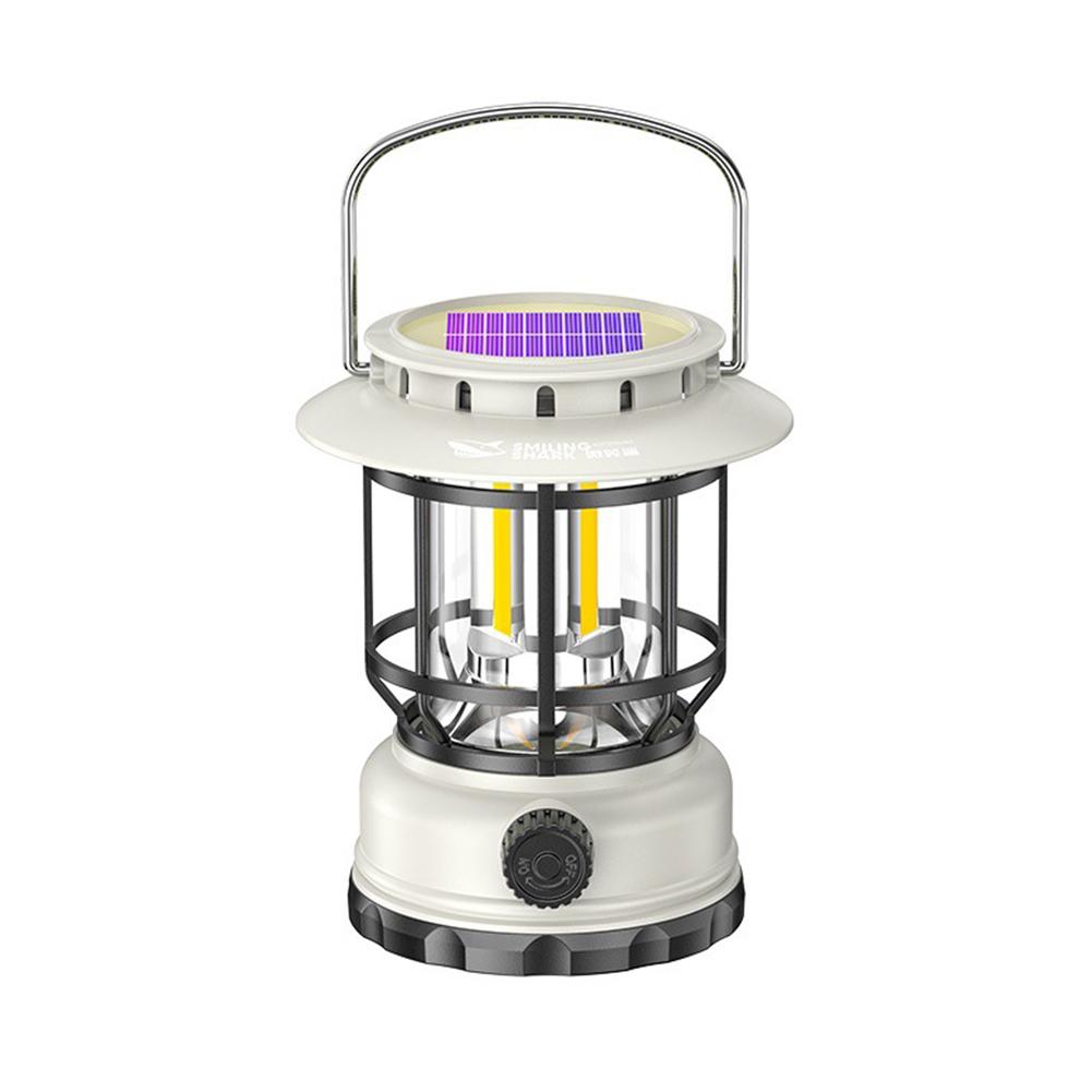 LED Camping Lantern, Outdoor Retro Waterproof Light, Solar USB Rechargeable Horse Lamp, Brightness-Adjustable Ambient