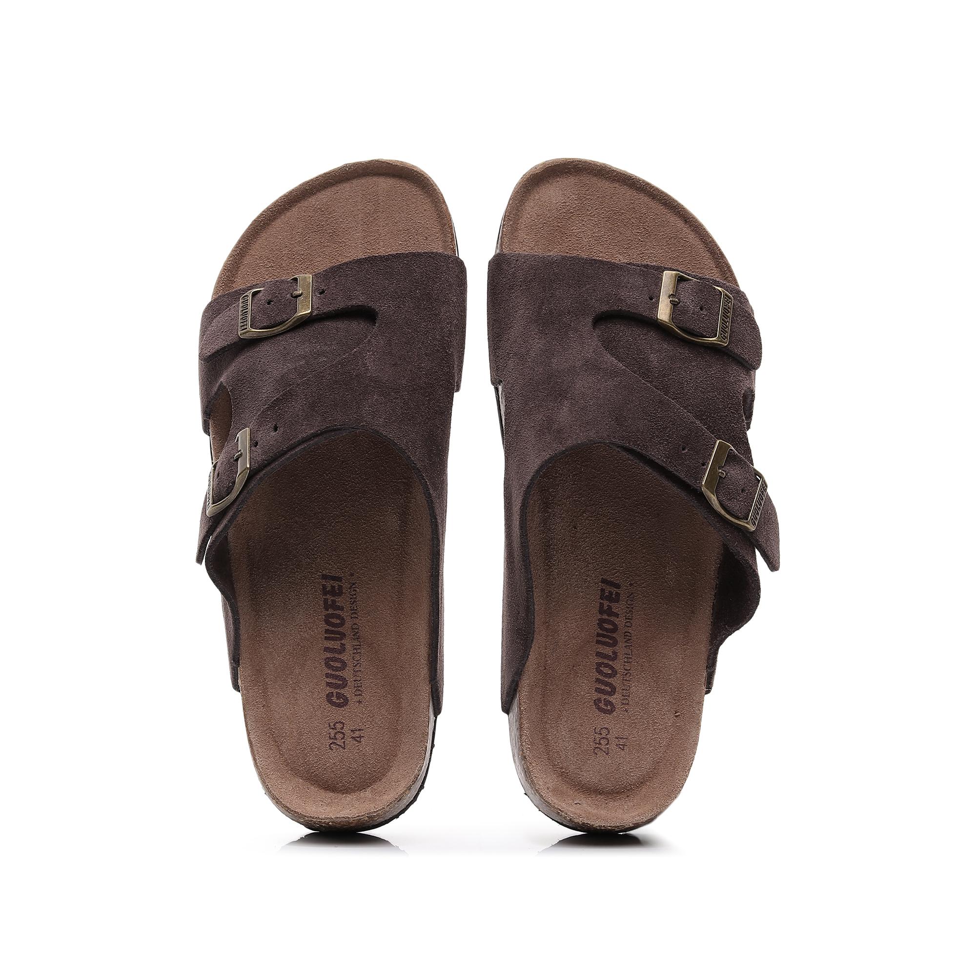 

Мужские винтажные однотонные дышащие тапочки с открытым носком и пряжками на ремешках, удобные нескользящие повседневные прочные тапочки для мужчин 41