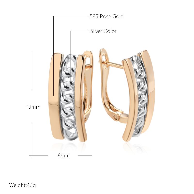 Square Curb Chain Earrings For Women Rose Gold Color Mix Wide English Earrings Modern Party Daily Jewelry