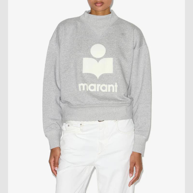 Nová zimní dámská bavlněná mikina s flockovaným logem a stojáčkem - evropský a americký styl