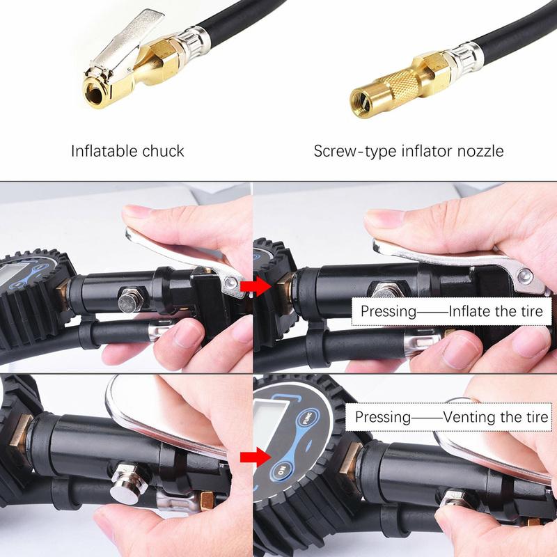 Tire Pressure Gauge Automatic Off Easy Read Universal 4 Pressure Units Digital Tire Inflator for Motorcycle Car Van Truck Bus