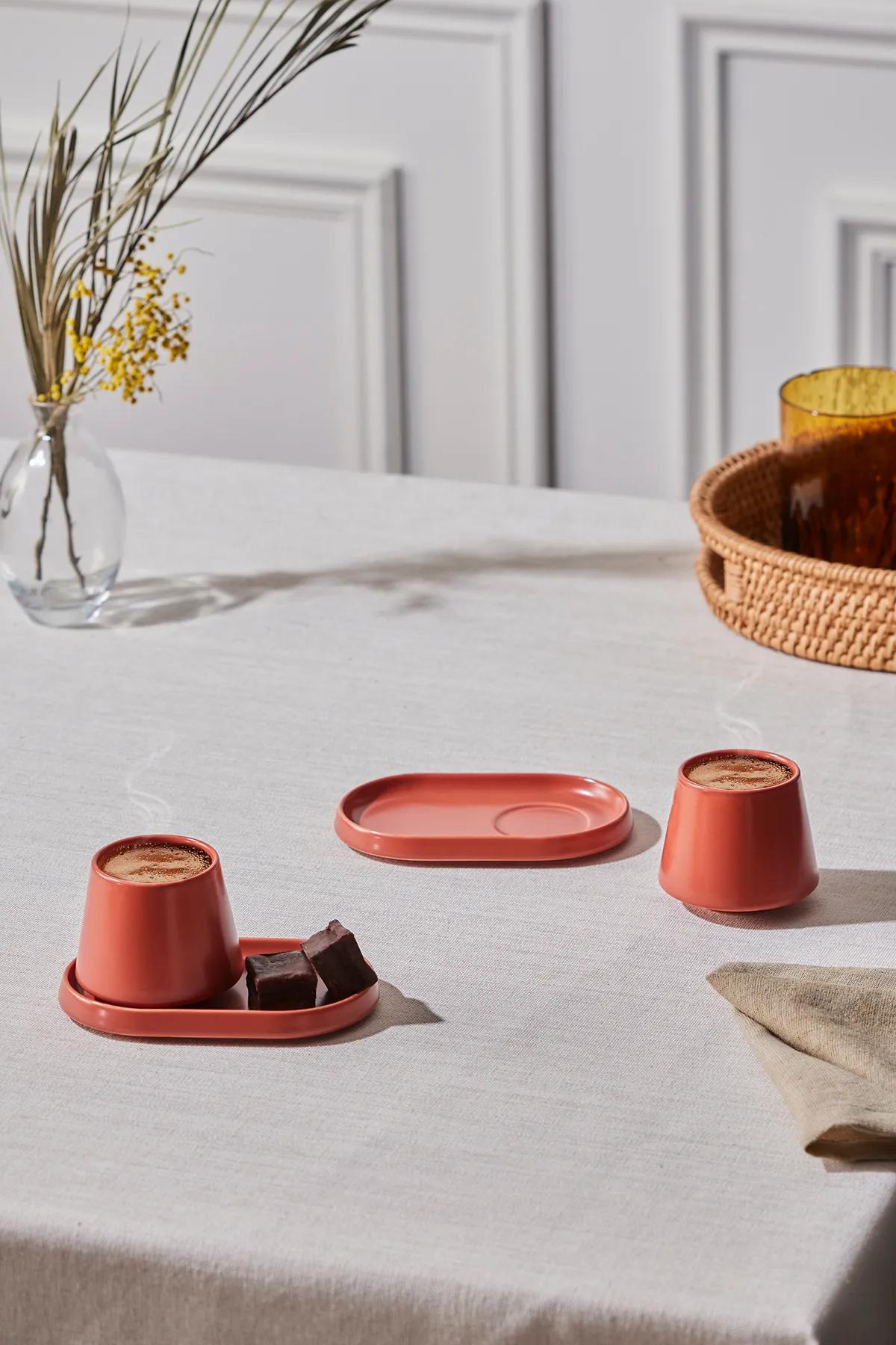 

Karaca Equal 2 Kişilik Kiremit Lokumluklu Kahve Fincan Takımı 80 ml