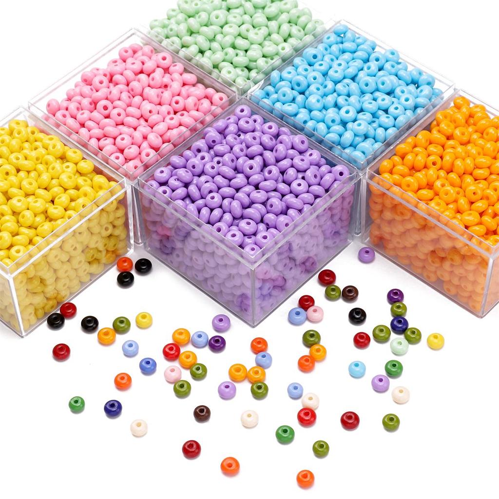 60pcs Bottled Glass Beads Charm Oil Painting Abacus Czech Beads Seed Spacer Beads For Jewelry Making Accessories