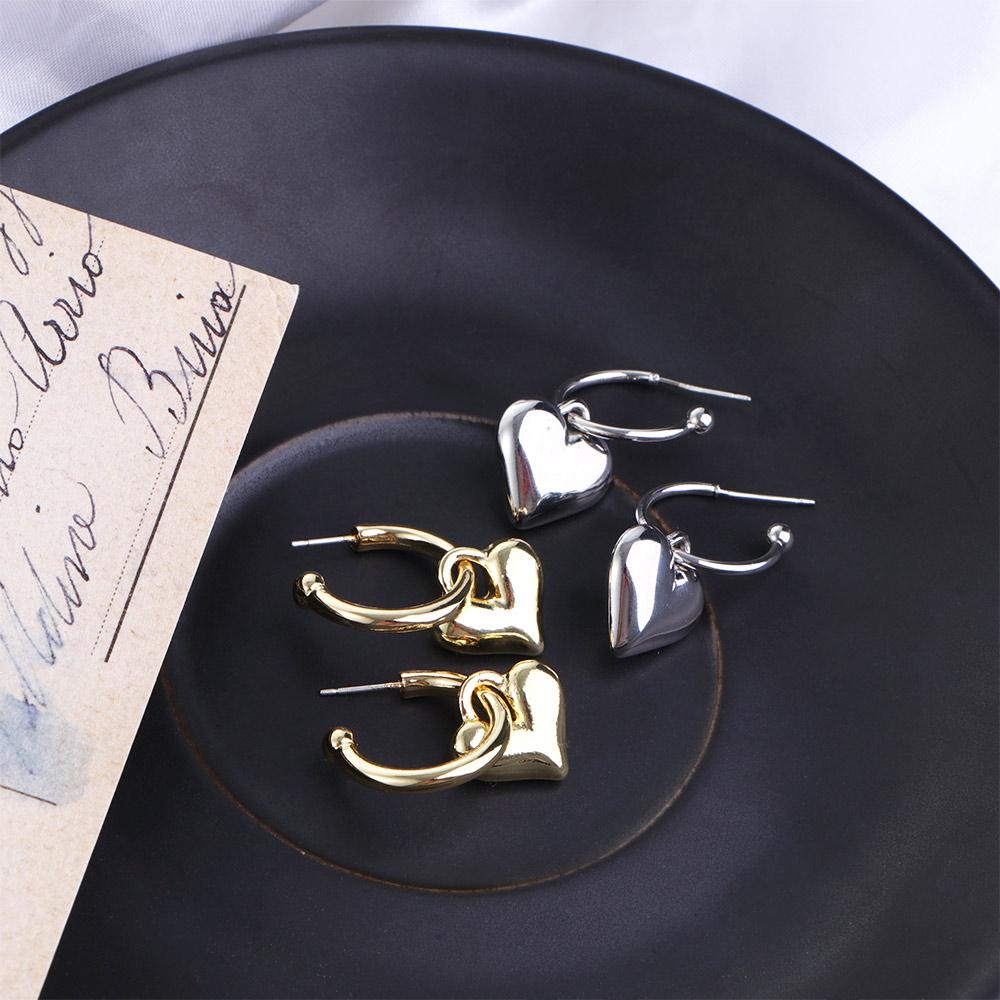 Gold Silver Color Love Heart Women Piercing Ear Hoop Heart Earrings Stud Earrings Drop Earring