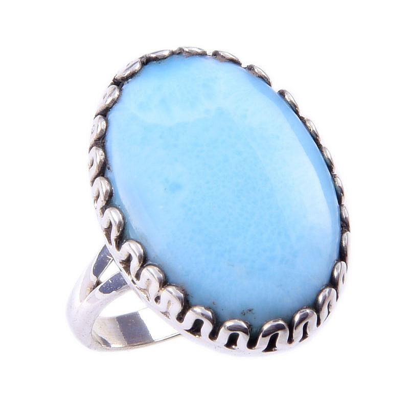 Natural Republic Larimar Gemstone 925 Solid Sterling Silver Gift Ring S.7 l1G52