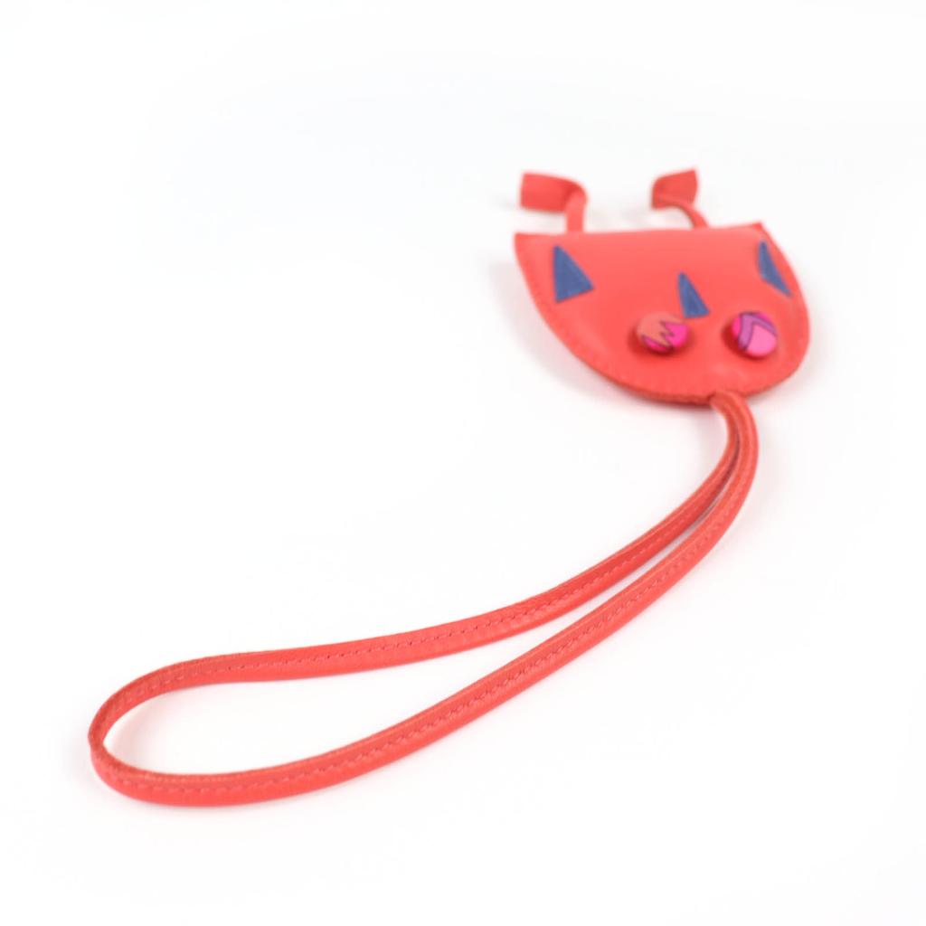 Excellent HERMES Bag charm Owl Red series leather Women Used