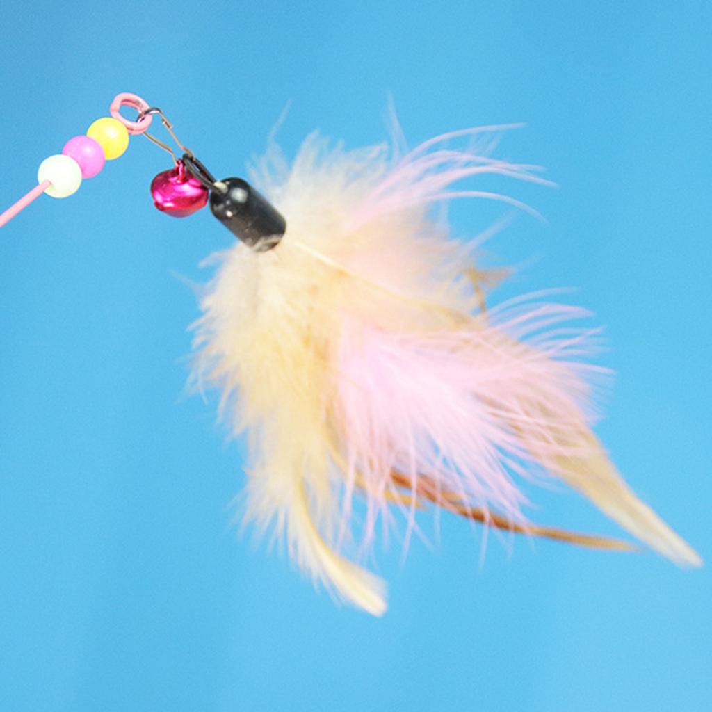 Durable Chew Proof Cat Toy with Bell Feather Wand Flexible Steel Rod Interactive Kitten Play Teaser for Indoor Entertainment