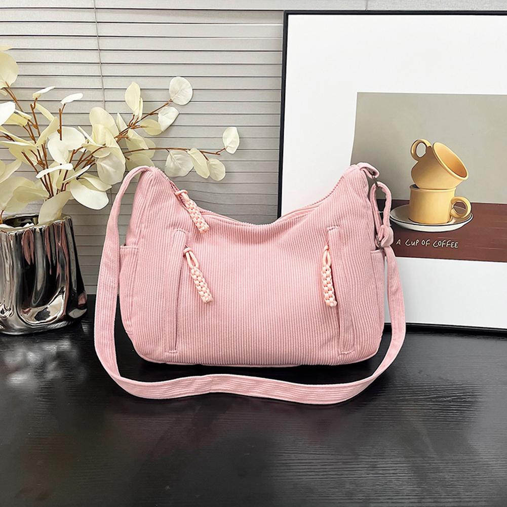 Women Corduroy Large Capacity Stylish Crossbody Bag Adjustable Strap Tote Handbag Trendy Satchel Bag Outdoor Travel Bag