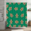Green Waterproof Shower Curtain Christmas Gingerbread Man Pattern Decorative Bath Liner for Home Bathroom Accessories