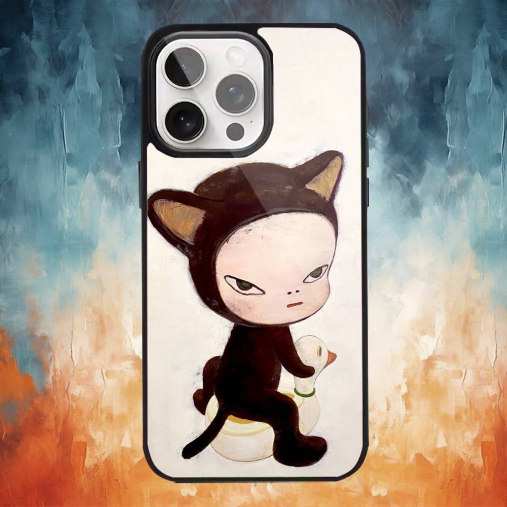 Cute Yoshitomos-Nara Phone Case For iPhone 17 16 15 14 13 12  Pro Max Plus for Magsafe Mirror Wireless Magnetic Cover