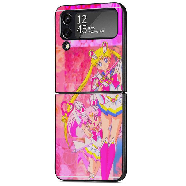 Harte PC-Schutzhülle für Samsung Galaxy ZFlip3 Z Flip 4 ZFlip Z Flip 3 5G ZFlip4 zflip S-Sailors Girl M-Moons Print Schutz