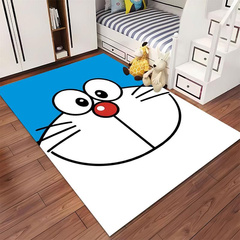 Cartoon Cat Face Blue Carpet Suitable As a Non-slip Mat for the Living Room or Bedroom Sofa