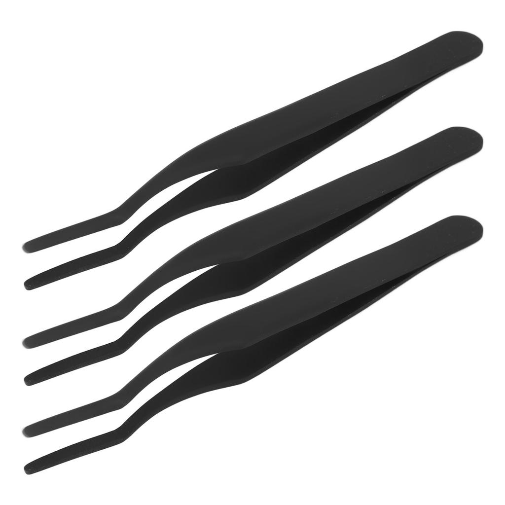 3 Stück Gebogene Wimpernapplikatoren Edelstahl Schwarz Wimpernpinzette für Wimpernverlängerung