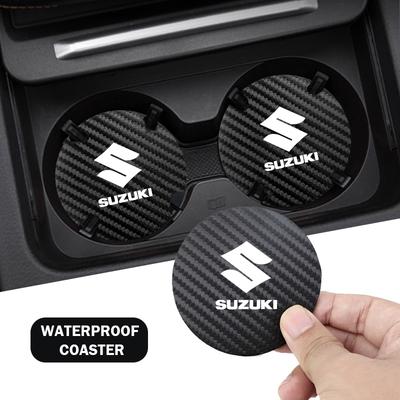 2 Piezas Posavasos de Cuero para Interior de Coche Almohadilla Antirruido para Taza de Agua Para Jimny Samurai Vitara Swift Baleno SX4 Ignis Splash Kaiser