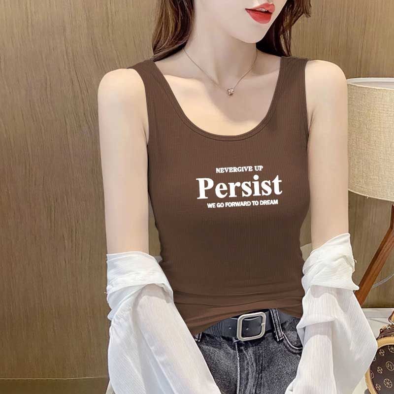 

Женская майка с круглым вырезом из модальной ткани с буквенным принтом, однотонная, без рукавов, простая многослойная 4XL кофейный