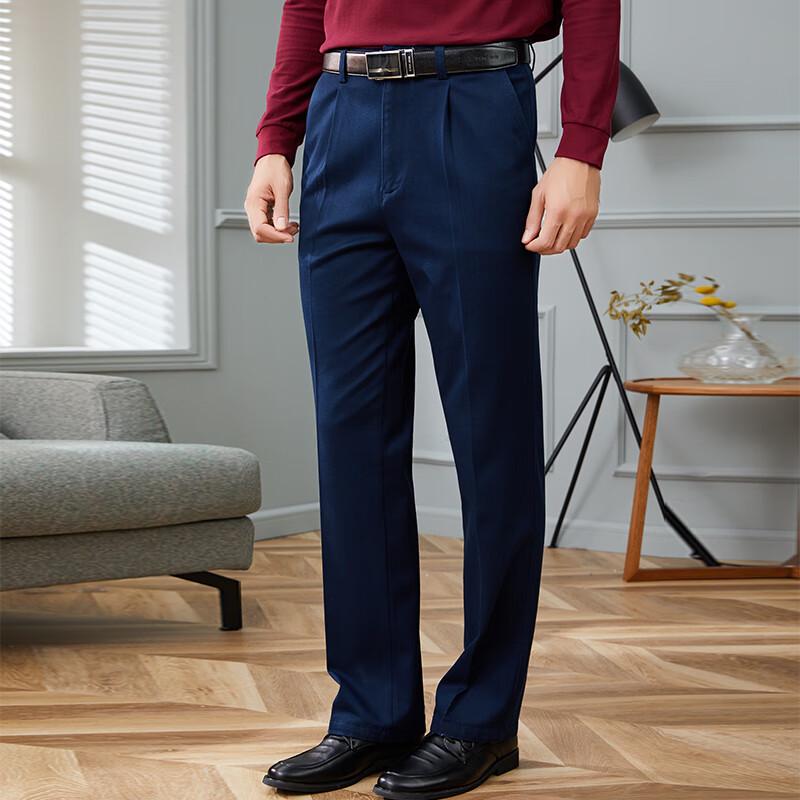 YOUNG RIVER Herren Business Casual Herbst/Winter Chinos mit einfacher Bundfalte