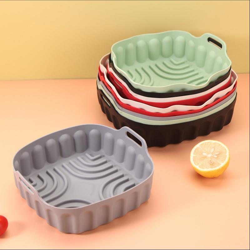 Reusable Baking Basket Air Fryer Silicone Liner Non Stick Foldable Tray Pot for Family Kitchen Use