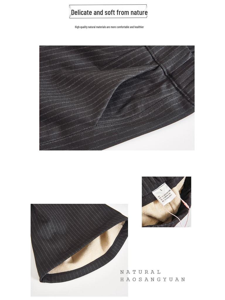 Premium Maulbeerseide Flanell Hose mit geradem Bein - Dick, Warm und Bequem 4178